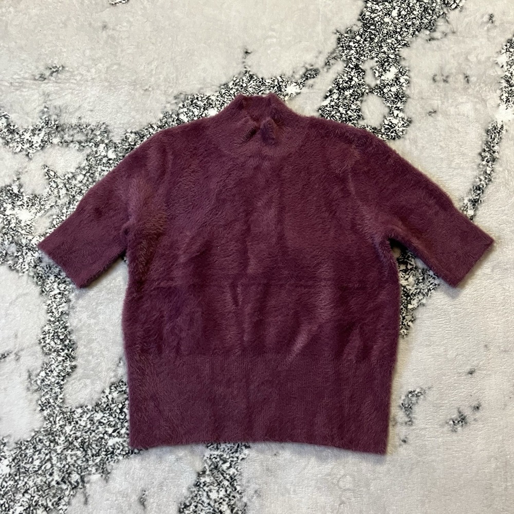 Bailey 44 Sweater Womens Size Large Mock Neck Raspberry Red Fuzzy Knit